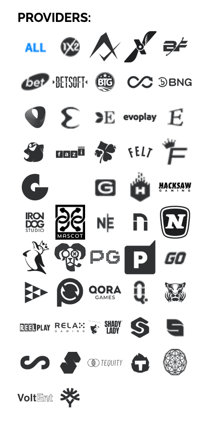 Azur Casino software providers including Yggdrasil, Betsoft, iSoftBet, Pragmatic Play, Play'n GO, Amusnet, Hacksaw Gaming, Mascot, and many more