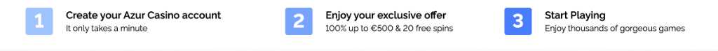 How to get started at Azur Casino: Create account, Claim bonus, Start playing